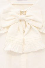 画像2: axes femme POETIQUE / ピンタックリボン丸襟ブラウス M キナリ O-26-09-19-003-AX-BL-OW-OS (2)