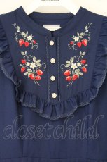画像2: axes femme POETIQUE / ブロッキングベリー刺繍ワンピース M ネイビー O-26-09-20-051-AX-OP-IG-OS (2)