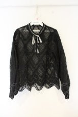 画像1: axes femme / 総レース袖ボリュームブラウス M クロ O-26-09-20-053-AX-BL-IG-OS (1)