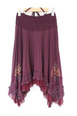 画像1: Ozz oneste / イレヘムプリーツスカート  ワイン O-26-09-20-019-OO-SK-YM-OS (1)