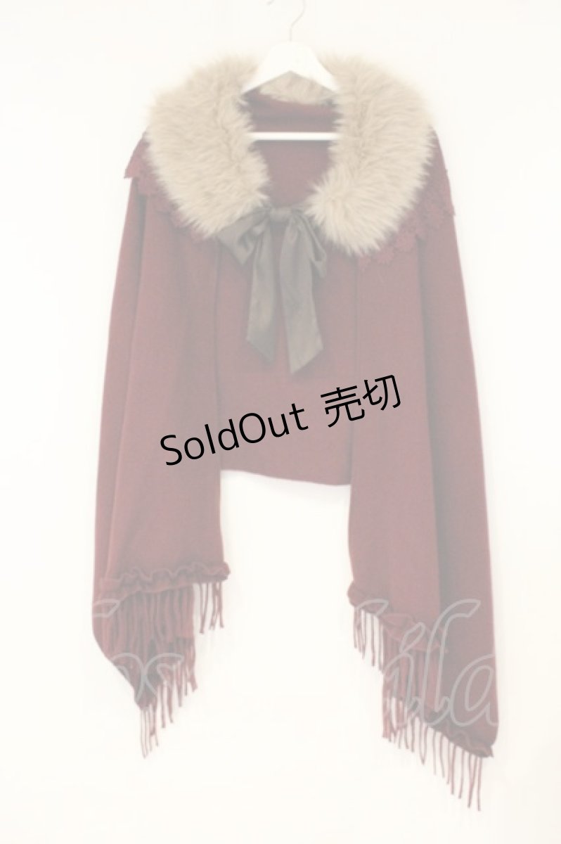 画像1: axes femme / ファーティペット付きストール  ワイン O-26-09-21-025-AX-TO-OW-OS (1)