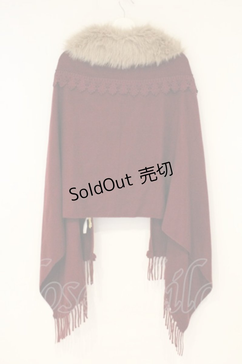 画像4: axes femme / ファーティペット付きストール  ワイン O-26-09-21-025-AX-TO-OW-OS (4)