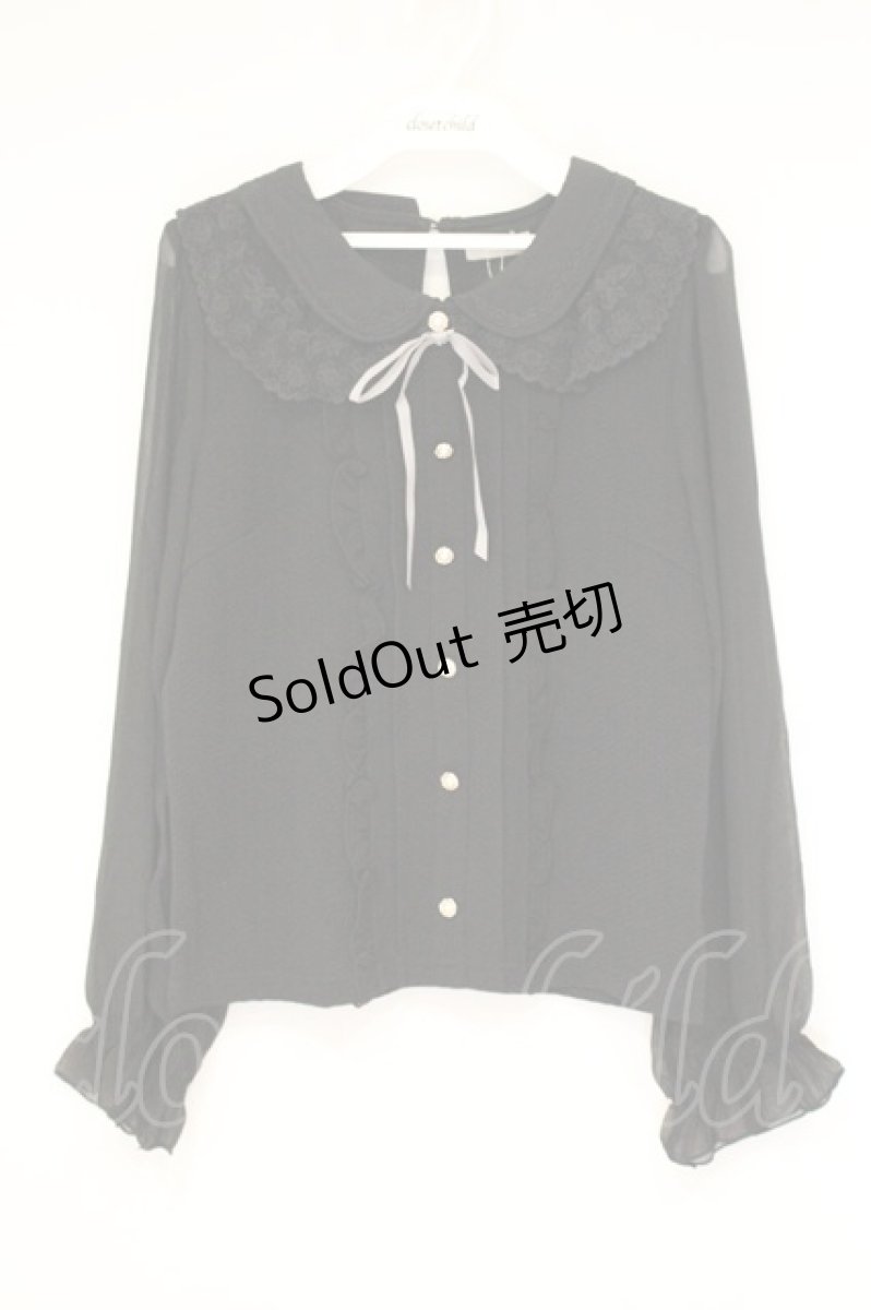 画像1: axes femme POETIQUE / レース襟ブラウス風カットソー M クロ O-26-09-21-050-AX-TO-IG-OS (1)