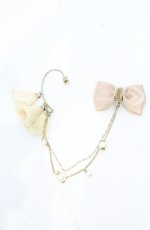 画像1: axes femme / リボン付フラワーイヤーフック  キナリ O-26-09-21-1012-AX-AC-OW-OS (1)