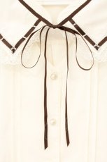 画像2: axes femme / カットワークブラウス  アイボリー×ブラウン O-26-09-22-1019-AX-BL-IG-OS (2)