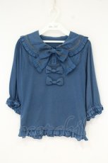 画像1: metamorphose / 丸襟リボンカットソー  ブルー O-26-09-22-072-ME-TO-OW-OS (1)