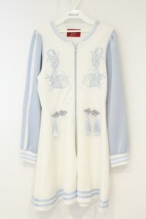 Jamie エーエヌケー / ジャージのワンピース M シロ×サックス O-26-09