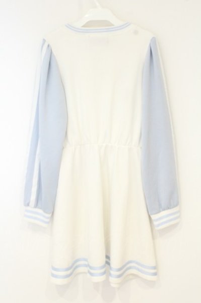 Jamie エーエヌケー / ジャージのワンピース M シロ×サックス O-26-09