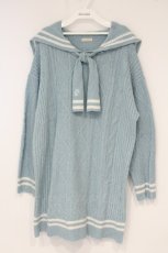 画像1: axes femme POETIQUE / セーラーニットワンピース M サックス O-26-09-22-077-AX-OP-IG-OS (1)
