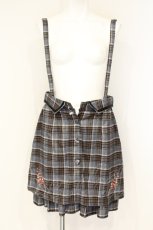 画像1: axes femme / サス付刺繍チェックミニスカート M ブルー×ブラウン O-26-09-22-022-AX-SK-IG-OS (1)
