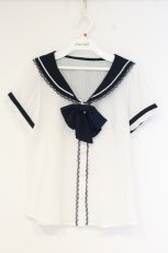 画像1: Secret Honey / シャドーストライプセーラーブラウス  シロ×ネイビー O-26-09-23-005-CA-BL-OW-OS (1)