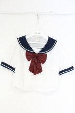 画像1: Secret Honey / 半袖セーラーブラウス  シロ×ネイビー O-26-09-23-006-CA-TO-OW-OS (1)
