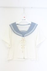 画像1: Secret Honey / タツノオトシゴ刺繍セーラーカットソー  シロ×アオ O-26-09-23-010-CA-TO-OW-OS (1)
