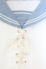 画像4: Secret Honey / タツノオトシゴ刺繍セーラーカットソー  シロ×アオ O-26-09-23-010-CA-TO-OW-OS (4)