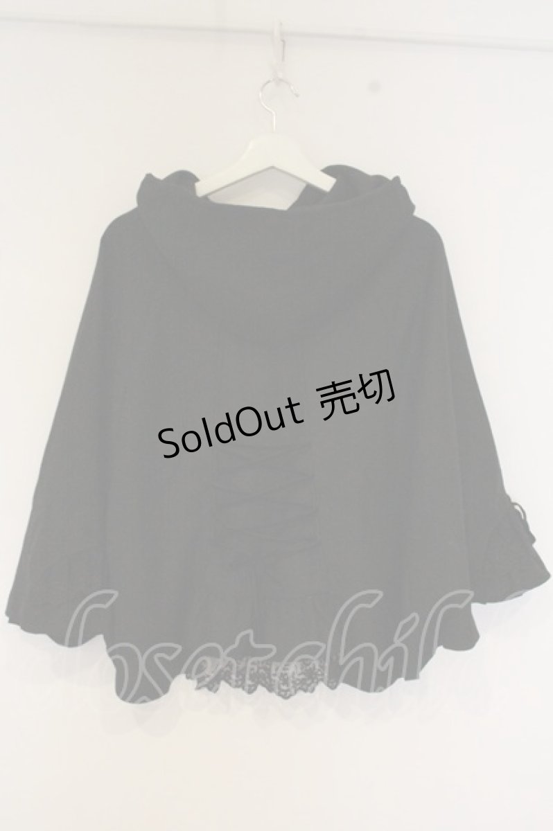 画像2: axes femme / BIGフード編み上げポンチョ M クロ O-26-09-23-033-AX-CO-OW-OS (2)