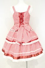 画像6: BABY,THE STARS SHINE BRIGHT / ゆらゆらいちごのHappy Berry Presentギンガムジャンパースカート  アカ O-26-09-24-047-BA-OP-YM-OS (6)