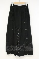 画像1: Drug Honey / Dカン付きレースアップロングスカート  ブラック O-26-09-24-054-PU-SK-IG-OS (1)