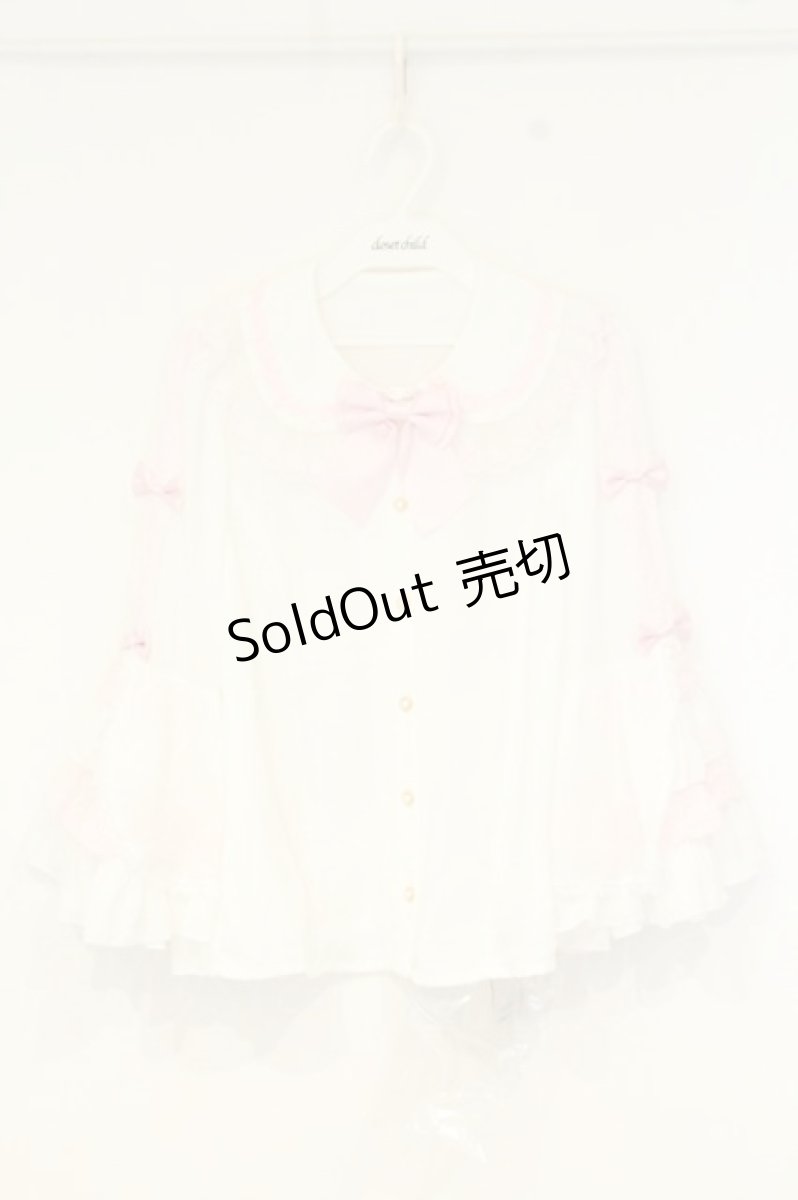 画像1: Chalmiere / 丸襟姫袖ブラウス  シロ×ピンク O-26-09-24-014-AX-BL-IG-OS (1)