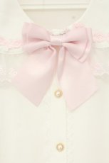 画像2: Chalmiere / 丸襟姫袖ブラウス  シロ×ピンク O-26-09-24-014-AX-BL-IG-OS (2)
