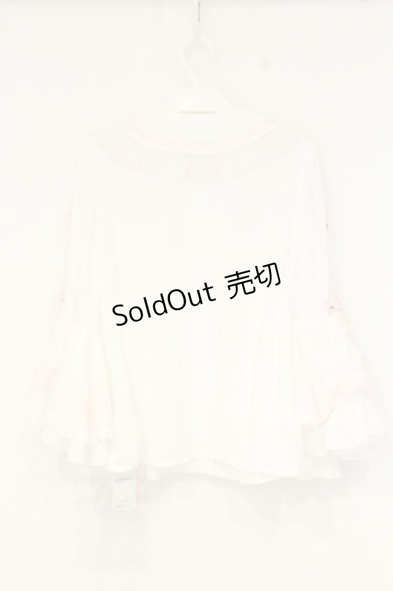 画像4: Chalmiere / 丸襟姫袖ブラウス  シロ×ピンク O-26-09-24-014-AX-BL-IG-OS (4)