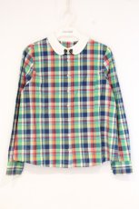 画像1: Franche Lippee / リボンアップリケチェックブラウス M グリーン O-26-09-24-020-LO-BL-IG-OS (1)