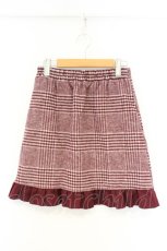画像1: axes femme POETIQUE / 薔薇刺繍チェック起毛スカート M アカ O-26-09-25-001-AX-SK-OW-OS (1)