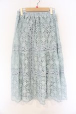 画像1: axes femme / 総レースティアードスカート M サックス O-26-09-25-006-AX-SK-OW-OS (1)