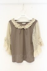 画像1: axes femme / レース重ね袖チュールプルオーバー M モカ O-26-09-25-059-AX-TO-OW-OS (1)