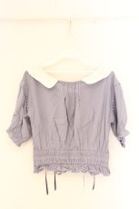 画像3: axes femme POETIQUE / マリン刺繍オフショルブラウス M ブルー O-26-09-25-061-AX-BL-OW-OS (3)
