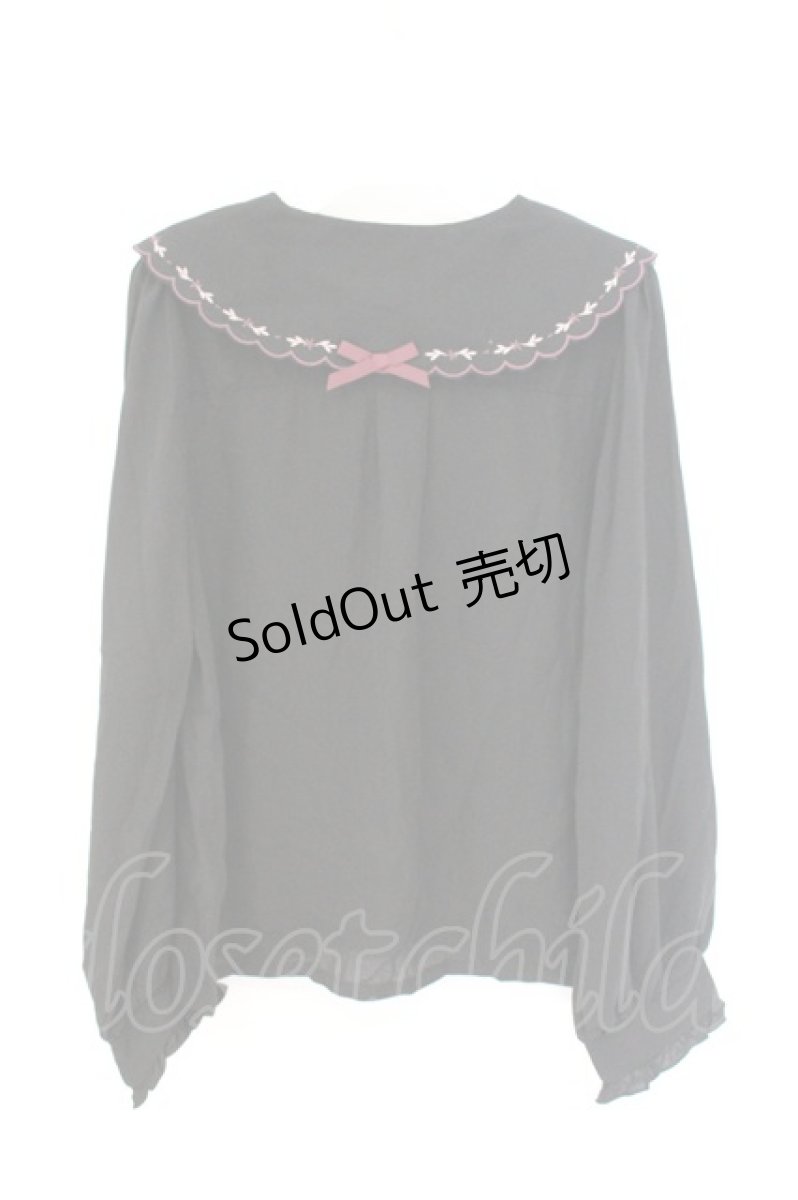 画像3: axes femme POETIQUE / フラワー刺繍スカラップ襟ブラウス M クロ O-26-09-25-066-AX-BL-OW-OS (3)
