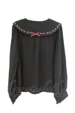 画像3: axes femme POETIQUE / フラワー刺繍スカラップ襟ブラウス M クロ O-26-09-25-066-AX-BL-OW-OS (3)