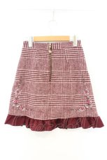 画像2: axes femme POETIQUE / 薔薇刺繍チェック起毛スカート M アカ O-26-09-25-001-AX-SK-OW-OS (2)