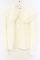 画像1: axes femme POETIQUE / フリルビッグ襟ブラウス M キナリ O-26-09-25-070-AX-BL-OW-OS (1)
