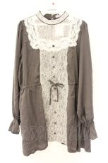 画像1: axes femme / ヴィンテージサテンブラウス M グレー O-26-09-25-071-AX-BL-OW-OS (1)