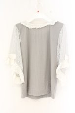 画像3: axes femme / レース重ね袖チュールプルオーバー M グレー O-26-09-25-075-AX-TO-OW-OS (3)