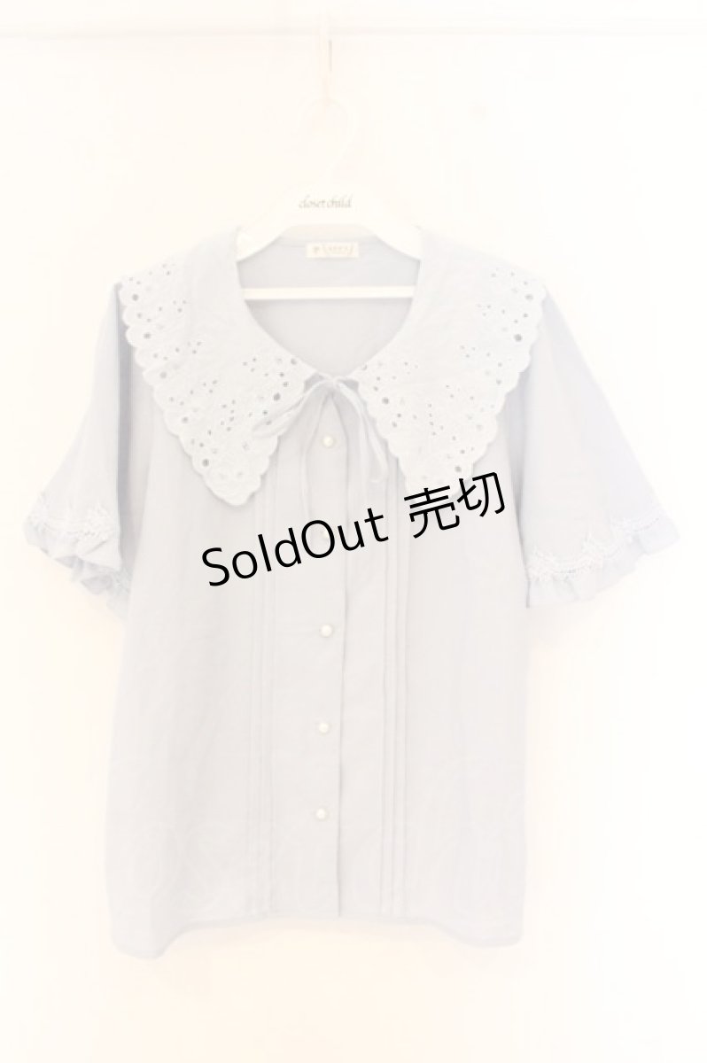 画像1: axes femme / 刺繍襟ブラウス M サックス O-26-09-25-076-AX-BL-OW-OS (1)