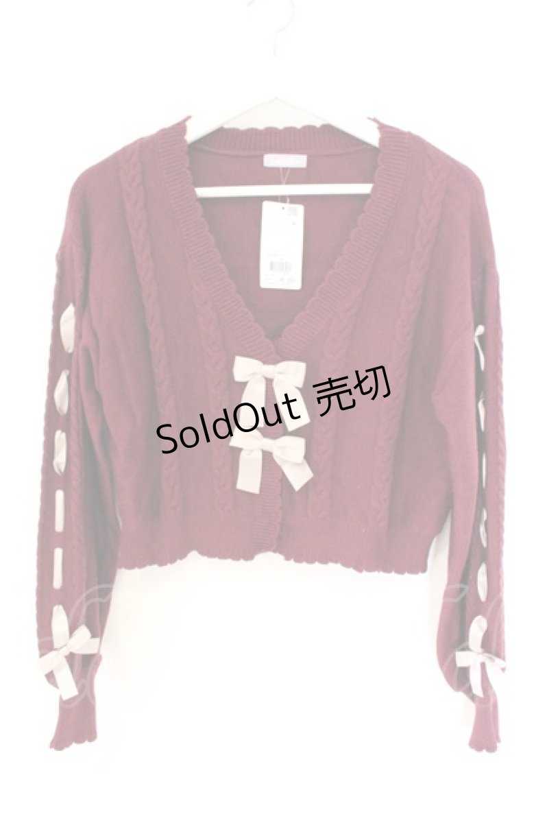 画像1: axes femme POETIQUE / リボンデザインニット M ワイン O-26-09-25-077-AX-TO-OW-OS (1)