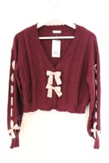 画像1: axes femme POETIQUE / リボンデザインニット M ワイン O-26-09-25-077-AX-TO-OW-OS (1)