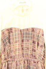 画像2: axes femme POETIQUE / チェックベロアシフォンワンピース M ピンク O-26-09-25-078-AX-OP-OW-OS (2)