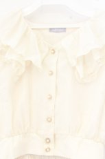 画像2: axes femme POETIQUE / フリルデザインクロップドブラウス M キナリ O-26-09-25-079-AX-BL-OW-OS (2)