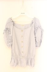 画像1: axes femme / フリルスリーブブラウス M サックス O-26-09-25-080-AX-BL-OW-OS (1)