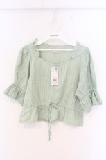 画像1: axes femme POETIQUE / コットンドロストフリルブラウス M ミント O-26-09-25-081-AX-BL-OW-OS (1)