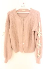 画像1: axes femme POETIQUE / 袖リボンデザインニットカーディガン M ピンク O-26-09-25-084-AX-TO-OW-OS (1)