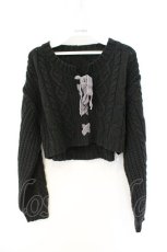 画像1: axes femme / レースアップショートニット F クロ×グリーン（ミックス） O-26-09-25-091-AX-TO-OW-OS (1)