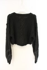 画像3: axes femme / レースアップショートニット F クロ×グリーン（ミックス） O-26-09-25-091-AX-TO-OW-OS (3)