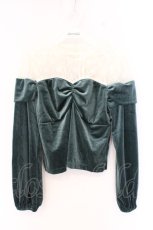 画像1: axes femme POETIQUE / オフショルデザインベロアプルオーバー M グリーン O-26-09-25-099-AX-TO-OW-OS (1)