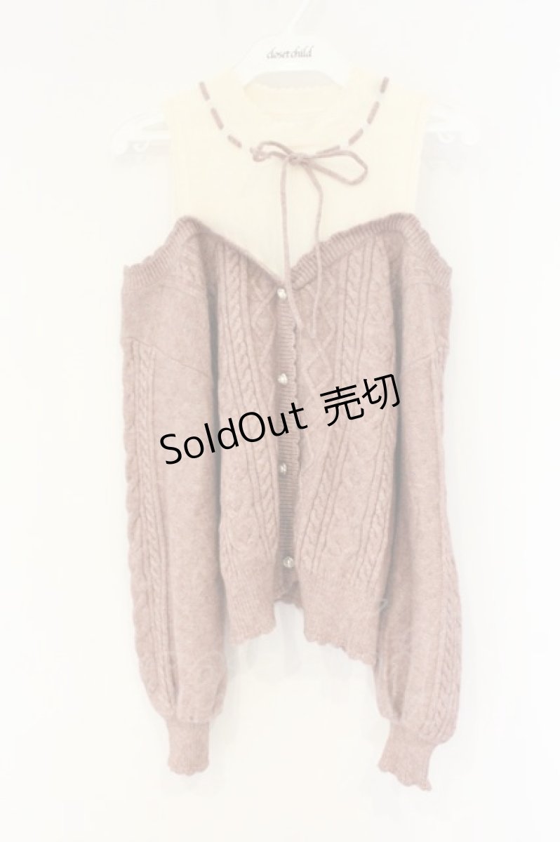 画像1: axes femme POETIQUE / レイヤード風ニットプルオーバー M ピンク O-26-09-25-104-AX-TO-OW-OS (1)