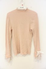 画像1: axes femme / 袖レースデザインラメニット F ピンク O-26-09-25-105-AX-TO-OW-OS (1)
