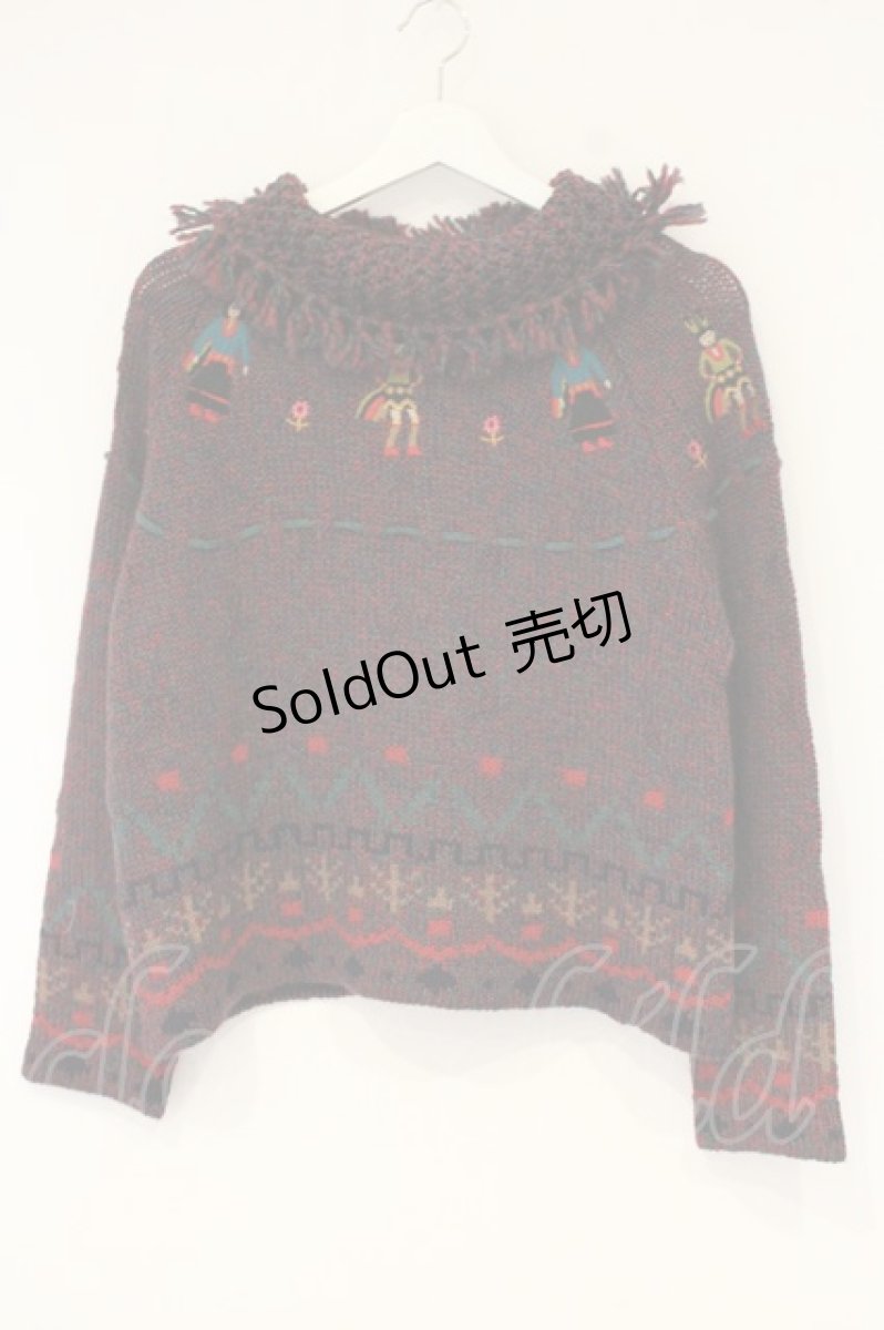 画像1: ILY a LONG TEMPS / ドール刺繍ニット  ワイン O-26-09-26-029-LO-TO-IG-OS (1)
