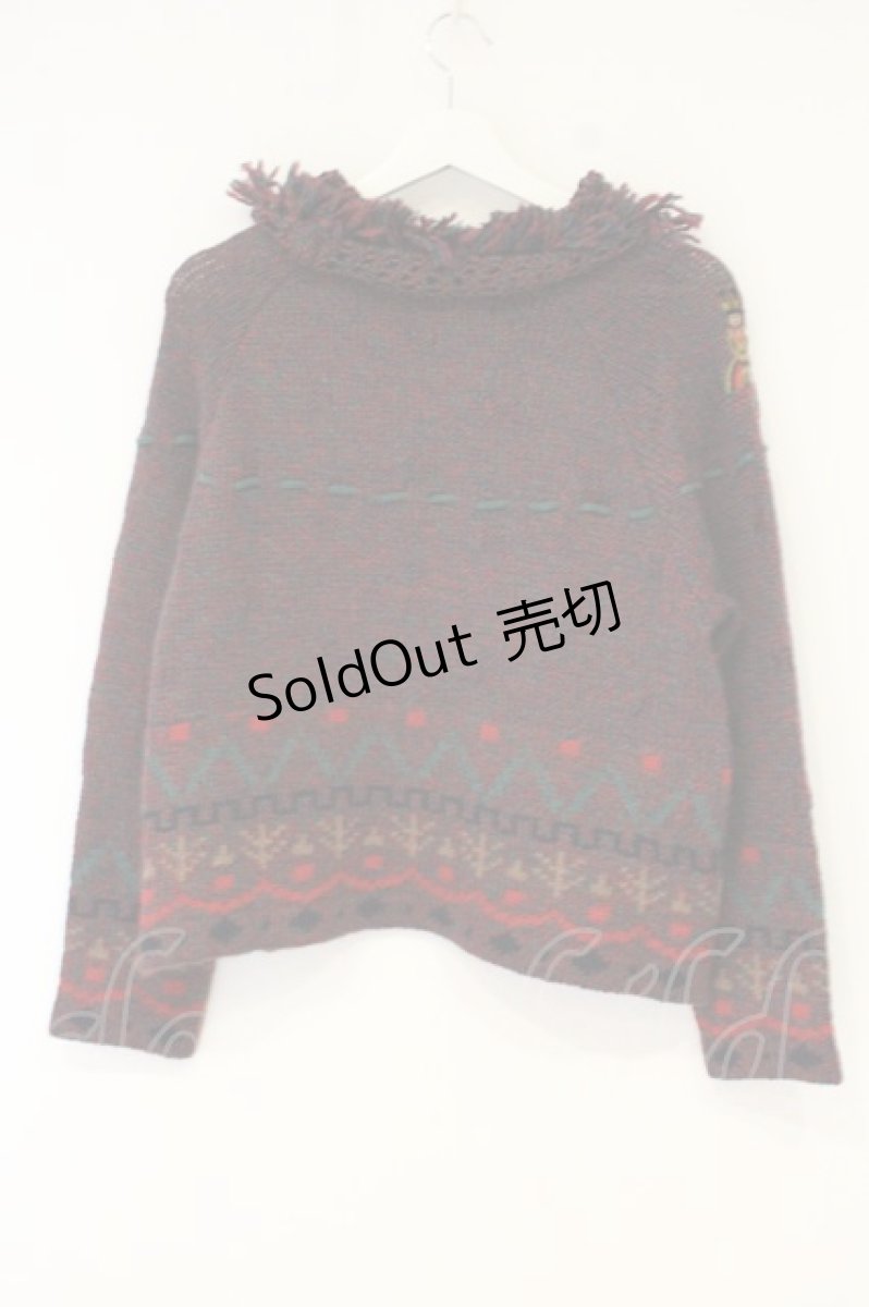 画像4: ILY a LONG TEMPS / ドール刺繍ニット  ワイン O-26-09-26-029-LO-TO-IG-OS (4)